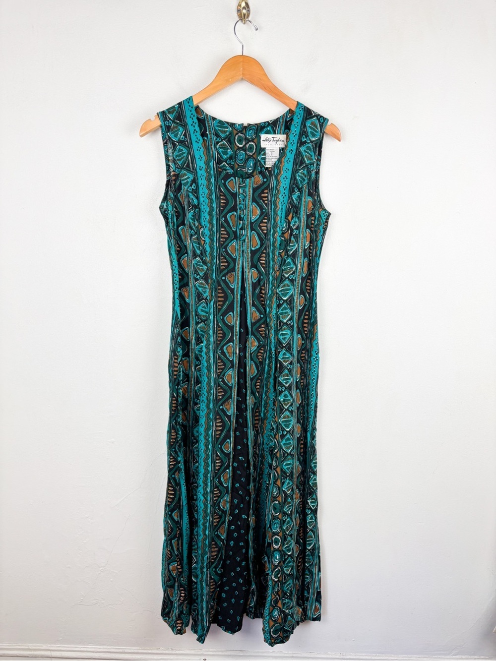 Vintage 90s Quirky & Funky Geometric Print Maxi Dress Sz S